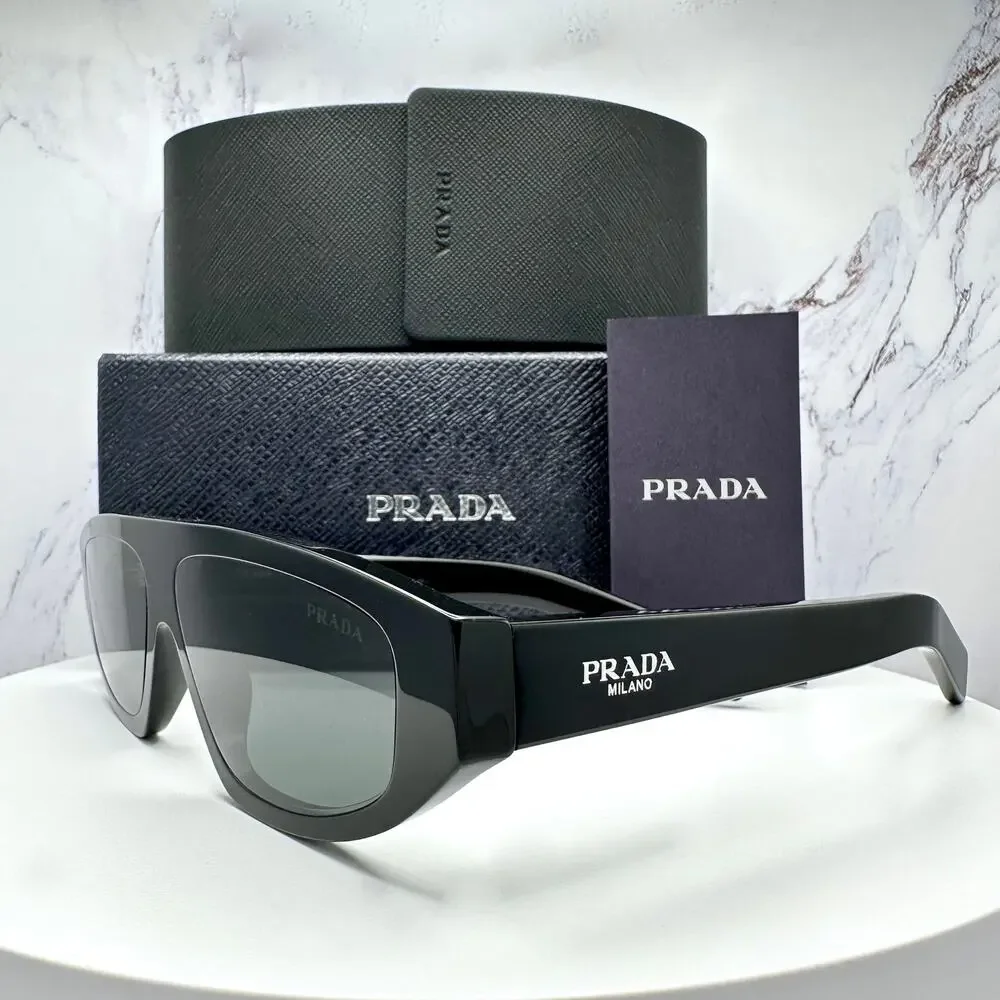 New PRADA Sunglasses Black Gray Lens 57-13-140 Authentic Prada - Picture 4 of 16